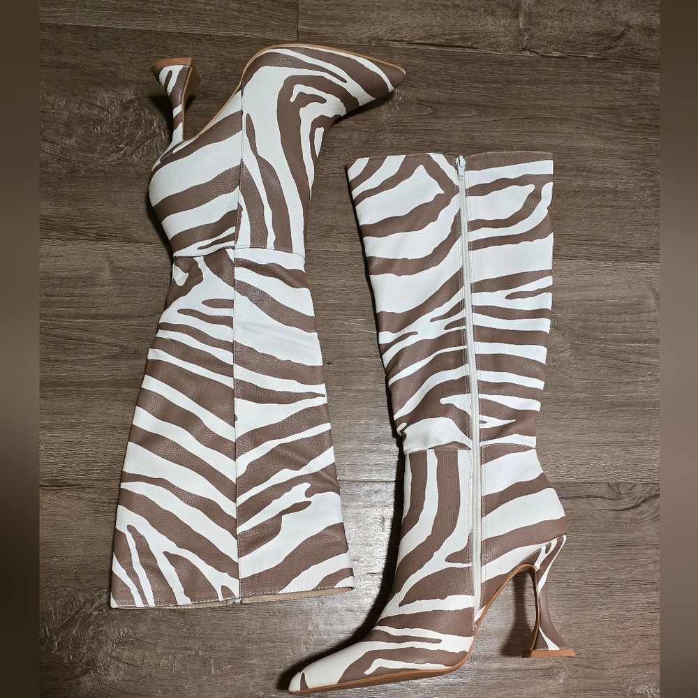Brown Zebra Print Boots